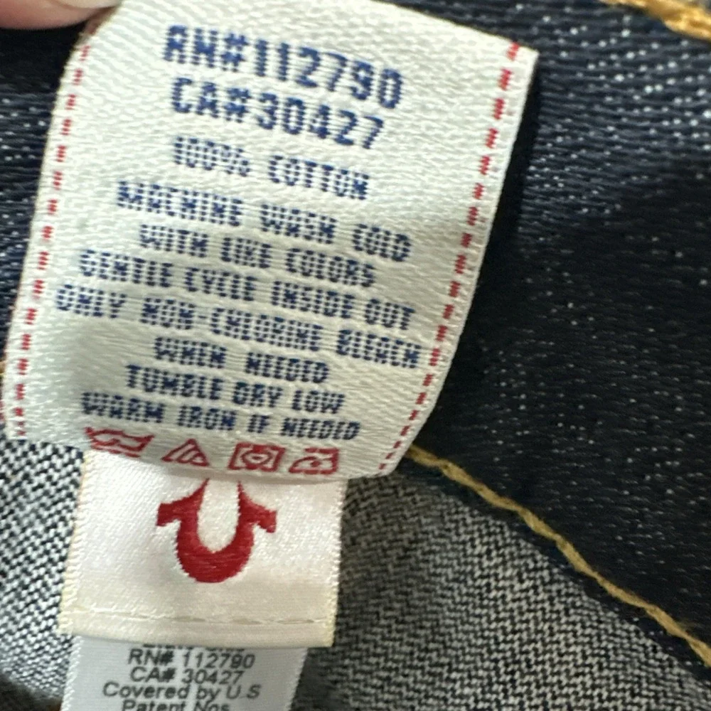 Vintage True‎ Religion Jeans Bobby QT Blue Dark Wash Size 33 Made In USA